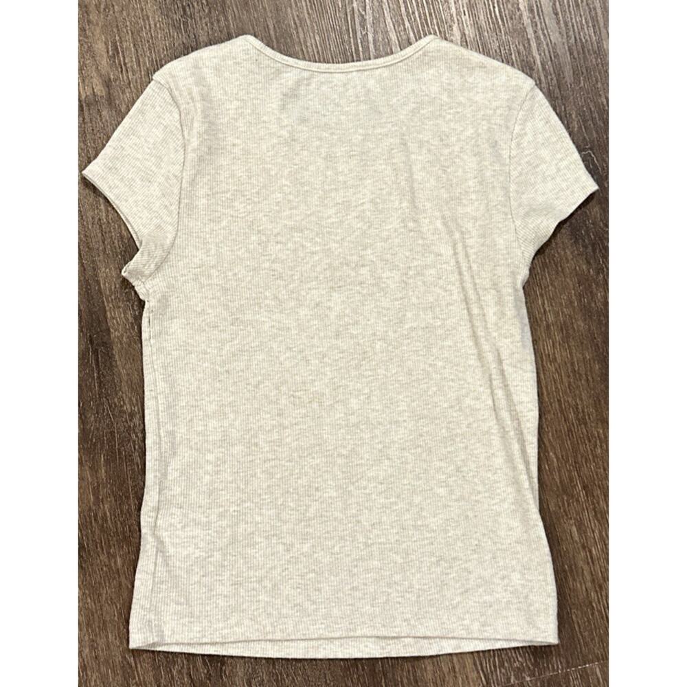 American Eagle Ribbed Slim Fit Shirt Womens XS Beige Tan Soft AE Top Neutral - Picture 2 of 4
